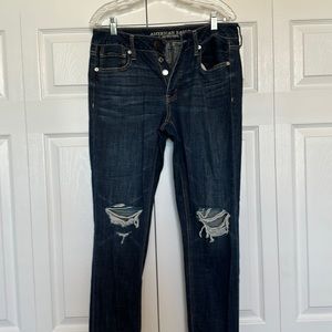 American Eagle distressed button fly jeans